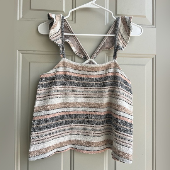 Madewell Textured Ruffle Shoulder Tank Top – Size Small - Picture 4 of 9